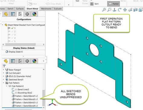 how to draw a sheet metal part in solidworks|show bend lines solidworks drawing.